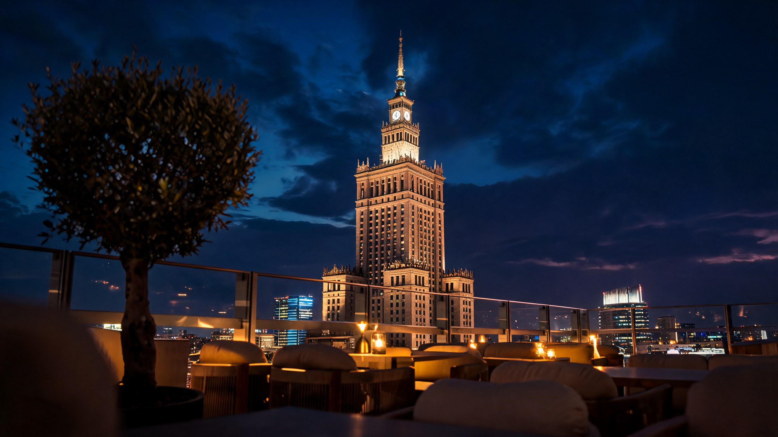 The terrace at night